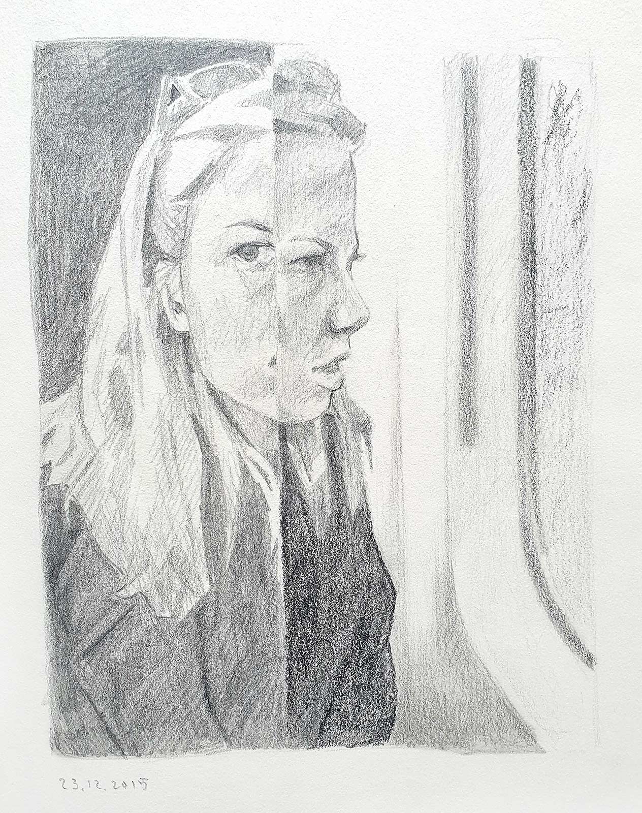 portrait sketch - pencil on paper - 12.5x15.5cm